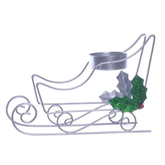 NWT Set of 2- Silver Metal Sleigh 🛷 Christmas Holiday Tealight Candle Holders - Picture 2 of 3